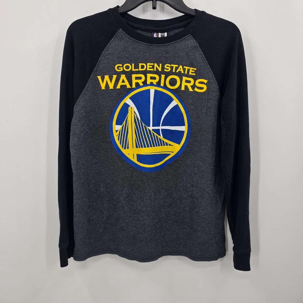 NBA Golden State Warriors Thermal Womens Medium Gray Blue Raglan Long Sleeve